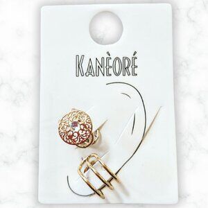NWT Kanèoré Women's Ear Cuff - Gold Tone with Ornate Design and Gemstone Center